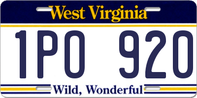 WV license plate 1PO920