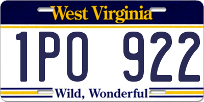 WV license plate 1PO922