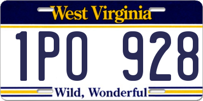 WV license plate 1PO928