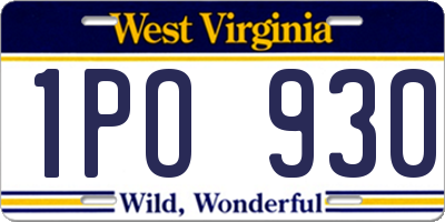 WV license plate 1PO930