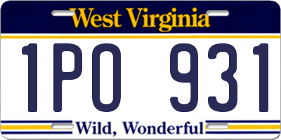 WV license plate 1PO931