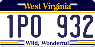 WV license plate 1PO932