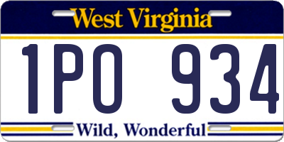 WV license plate 1PO934