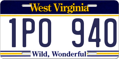 WV license plate 1PO940