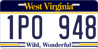 WV license plate 1PO948