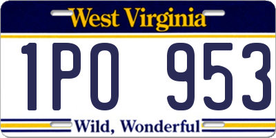 WV license plate 1PO953