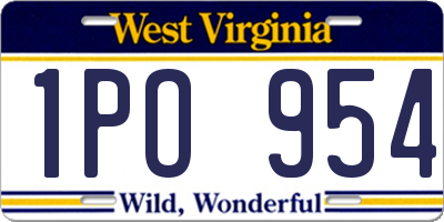 WV license plate 1PO954