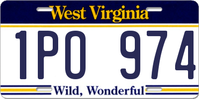 WV license plate 1PO974