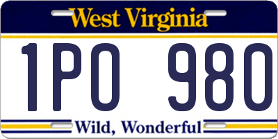WV license plate 1PO980