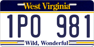 WV license plate 1PO981