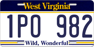 WV license plate 1PO982