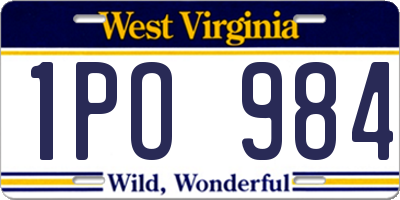 WV license plate 1PO984