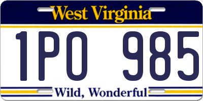WV license plate 1PO985