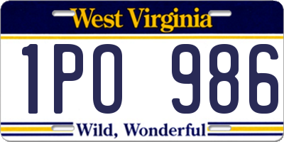 WV license plate 1PO986