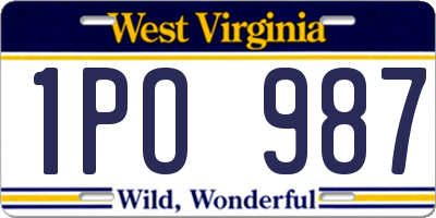 WV license plate 1PO987