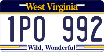 WV license plate 1PO992