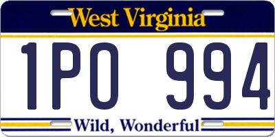 WV license plate 1PO994