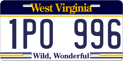 WV license plate 1PO996