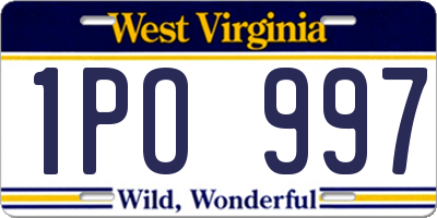 WV license plate 1PO997