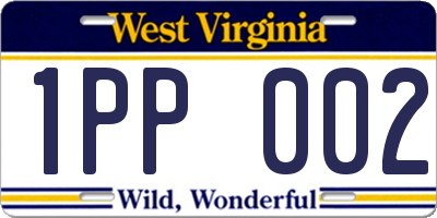 WV license plate 1PP002