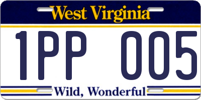 WV license plate 1PP005