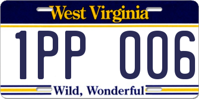 WV license plate 1PP006