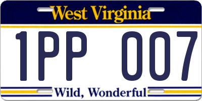 WV license plate 1PP007