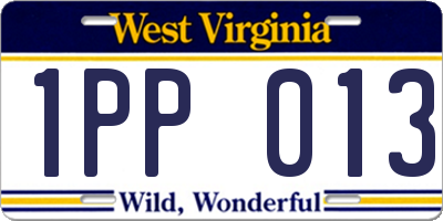 WV license plate 1PP013