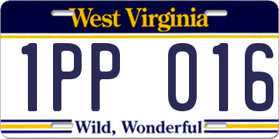 WV license plate 1PP016