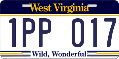 WV license plate 1PP017