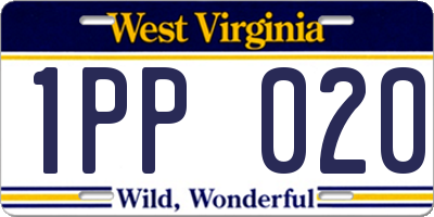 WV license plate 1PP020