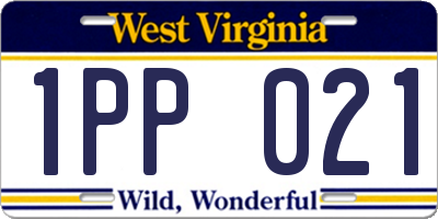 WV license plate 1PP021
