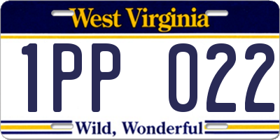 WV license plate 1PP022
