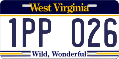 WV license plate 1PP026