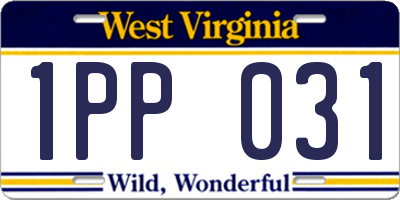 WV license plate 1PP031