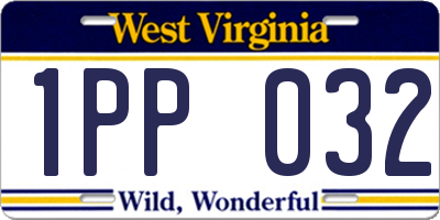 WV license plate 1PP032