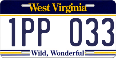 WV license plate 1PP033