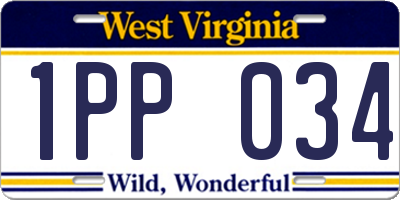 WV license plate 1PP034