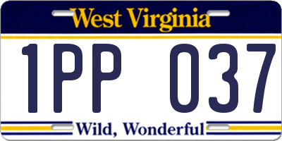 WV license plate 1PP037