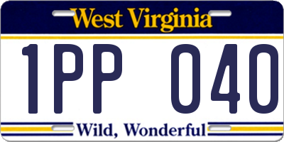 WV license plate 1PP040