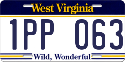 WV license plate 1PP063