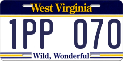 WV license plate 1PP070
