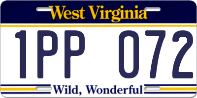 WV license plate 1PP072