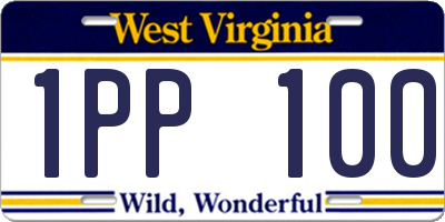 WV license plate 1PP100