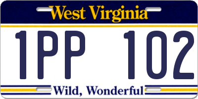 WV license plate 1PP102