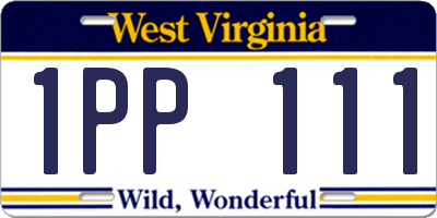WV license plate 1PP111