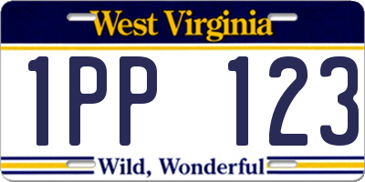 WV license plate 1PP123
