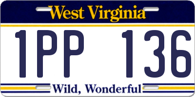 WV license plate 1PP136
