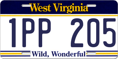 WV license plate 1PP205