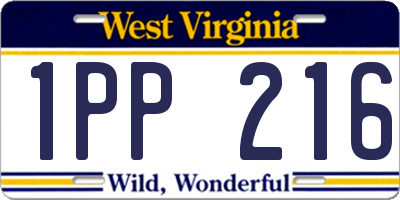 WV license plate 1PP216